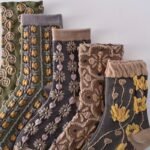 5-Pack Women'S Mid-Calf Socks - Embossed Floral & Lace Design, Breathable Ribbed Cuffs, Assorted Colors (Olive Green, Grey, Black, Brown, Navy) For Casual & Dressy Occasions - Image 4