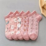 5 Pairs Of Women'S Summer Thin Short Socks, Low-Cut Boat Socks, White Trendy Versatile Cute Ankle Socks. - Image 5