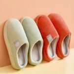 Cozy Women'S Indoor Slippers - Soft Fabric Lining, Ribbed Texture, Eva Sole, Easy Slip-On, All-Season Comfort In Yellow, Pink, Green, Beige & Blue, House Slippers - Image 4