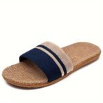 Women'S Linen Slip-On Slippers With Striped Design - Breathable All-Season Indoor House Shoes, Soft Fabric Upper & Eva Sole For Comfort, Casual Home Footwear, Slippers Indoor, Comfortable House Shoes, Woven Texture, Flexible Construction, Relaxation Wear - Image 8