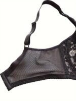 Plus Size Sexy Lace Mesh Underwire Bra For Women - Breathable, Non-Padded With Floral Print Detail, Thin Bottom, Steel Ring - Image 9