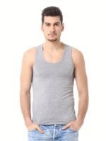 Men'S Sleeveless Muscle Shirt - Breathable Cotton Slim Fit Gym & Casual Athletic Tank Top With Round Neck, All-Season Workout Shirt For Home, Gym, Casual Attire - Solid Black Sleeveless Muscle Shirt For Men, Hand Washable, Versatile For Layering, Comfortable Round Neck Design, Ideal For Fitness And Casual Wear, Smooth Texture, Relaxed Fit, Suitable For All Seasons, Stylish And Functional For Men'S Fashion - Image 4