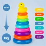 Rainbow Circle Educational Toy - Colorful Stacking Tower With 8 Plastic Rings - Ideal For Sensory Play, Enhances Motor Skills - Perfect Gift For Halloween, Christmas, Thanksgiving, Birthdays - Image 10