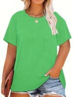 Women'S Plus Size Black T-Shirt - Casual Crew Neck, Short Sleeve, Lightweight & Stretchy, Summer Fashion, Everyday Tshirt|Casual Style|Comfortable Fit, Plus Size Shirts - Image 7