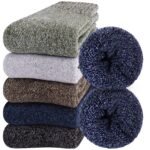 5/10 Pairs Valporia Men'S & Women'S Thick Winter Warm Socks - Cozy Fleece-Lined Boot Socks For Hiking, Fishing, And Cold Weather, Assorted Colors (Dark Blue, Green, Brown, White), Hiking Accessories, Solid Color Design, Warmth