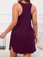 Plus Size Casual Lounge Dress, Women'S Plus Ombre Letter Print Racer Back Round Hem Tank Sleep Dress - Image 9