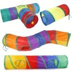 3-In-1 Cat Tunnel & Interactive Tunnel System With Folding Design - Heavy-Duty Cat Tree Tube With Multi-Color Options (Green, Blue, Yellow, Red, Purple, Black, White, Grey, Beige) - / Cat Toy For Hunting Instincts, Hide & Seek, Multi-Color Tunnel For