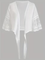 Knotted Flared Sleeve Blouse, Elegant Solid Open Front Blouse, Women'S Clothing For Coquette/Cute/Y2K Style - Image 6