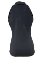 Women'S Sexy Slim Fit Zip-Up Sleeveless Tank Top - Black Stretchy Polyester-Spandex Blend, Stand-Up Collar With Zipper Detail, Lightweight 180Gsm Summer Casual Shirt, Hand Wash Only - Image 5