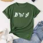 Butterfly Print Crew Neck T-Shirt, Casual Short Sleeve T-Shirt For Spring & Summer, Women'S Clothing