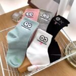 5 Pairs Funny Face Print Socks, Comfy & Casual Mid Tube Socks, Women'S Stockings & Hosiery - Image 4