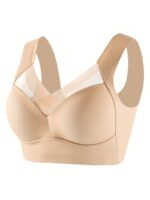 Mesh Stitching Wireless Bra, Comfy & Breathable Full Coverage Bra, Women'S Lingerie & Underwear - Image 5