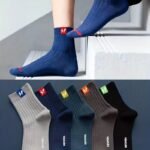 5 Pairs Of Men'S Sweat-Absorbing And Breathable Mid-Calf Sports Socks, Spring And Autumn Business Versatile Trendy Socks, Sp Style Mid-Calf 5 Pairs Pack - Image 6