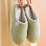 Cozy Women'S Indoor Slippers - Soft Fabric Lining, Ribbed Texture, Eva Sole, Easy Slip-On, All-Season Comfort In Yellow, Pink, Green, Beige & Blue, House Slippers - Image 2