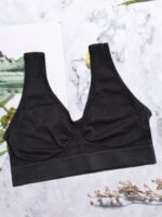 3Pcs Women'S Plus Size Black Sports Bras - Wireless, Padded, Full Coverage, Nylon Blend, Medium Support For Running, Yoga & Workouts, Yoga Apparel | Sleek Design | Comfort Fit, Workout Accessories - Image 8