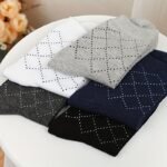 5Pcs Men'S Premium Dress Socks Gift Box - Mid-Calf, Solid Color & Plaid Patterns, 100% Polyester, Hand Wash Only - Ideal For Business & Casual Wear, Cute Socks - Image 9