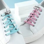 No-Tool Adjustable Shoe Lace Ties - Easy Installation, No Screws Needed, Lightweight & Breathable For Adults Sneakers, White & Light Blue Design, Secure Fit Footwear, Sleek Shoe Design, Durable Shoe Laces - Image 2
