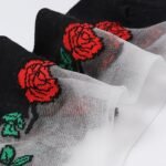 5 Pairs Of Glass Jacquard Crystal Ice Slick Fiber Fabric Women'S Thin Socks - Image 10