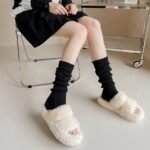 Cozy Leg Warmers For Women - Soft White Ribbed Cuff, Fluffy Fleece-Lined, Perfect For Cold Weather, Versatile With Jk Style, Winter Accessories|Ribbed Texture|Soft Material - Image 3