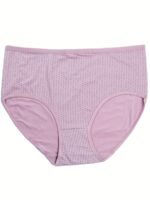 4 Pack Plus Size Simple Underwear Set, Women'S Plus Pin Print Medium Stretch Underwear Four Piece Set - Image 6