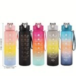 1Pc 740Ml/25Oz Rainbow Color Large Capacity Water Bottle, Motivational Leakproof Water Bottle With Time Marker And Hanging Rope, Suitable For Outdoor Sports, Fitness - Image 12