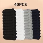 10/20/40Pcs Ankle Socks For Men & Women - Breathable, Moisture-Wicking, Thin, Lightweight, Invisible No-Show Socks In Solid Color - Soft Knit Fabric For All-Season Use, Machine Washable, Polyester 95.0% Spandex 5.0% - Image 3