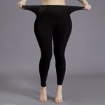 1Pc Elegant High-Waist 100D Soft Stretch Opaque Tights, Plus Size Black Footless Pantyhose For Women - Sleek Nylon/Spandex Blend, Machine Washable, Leggings Plus Size - Image 2