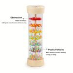 Wooden Rainstick Musical Instrument - Colorful Rain Sound Tube With Mallets For Hearing Enlightenment, Durable Plastic Rainstick For Outdoor Play, Festive Rainfall Sound Maker|Playful Rainstick Design|Multicolored Rainstick - Image 5