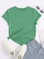 Solid Basic T-Shirt, Casual Crew Neck Short Sleeve Versatile T-Shirt, Women'S Clothing - Image 7