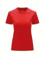 Solid Crew Neck T-Shirt, Casual Short Sleeve Top For Spring & Summer, Women'S Clothing - Image 2