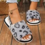 Cozy Leopard Print Women'S Plush Slippers - Warm, Breathable Fabric Indoor Shoes With Eva Sole, Pink Trim - Perfect For Home, Dorm | All-Season Comfort, Ladies Slippers - Image 14