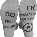 1 Pair Upmic Cotton Blend Knit Crew Socks, "Do Not Disturb I'M Watching Football" Letter Print, Sports Theme, Machine Washable, 70% Cotton 30% Polyester, 120G/M?, Novelty Gift Socks - Image 20