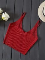 Casual Sexy Solid Color Mesh Spaghetti Strap Vest Top For Women - Image 2