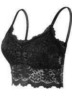 Contrast Lace Wireless Bralette, Scallop Trim Lightweight Everyday Bra, Women'S Lingerie & Underwear - Image 4