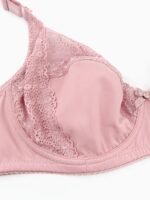 Women'S Plus Size Sexy Floral Lace Bra, Breathable Ultra-Thin Single Layer Full Coverage Underwire Bralette, French Romantic Daily Lingerie, Polyamide 85% Elastane 15%, Medium Stretch Knit Fabric, Solid Color With Contrast Lace Detail, No Padding - 170 Gsm - Image 7