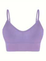 Lianshengfa Women'S Classic Ribbed Yoga Tank Top - Backless Design With Removable Cups, High Support Seamless Workout Bra, High Elasticity For Gym & Outdoor Activities, Solid Color, Sporty Ribbed Texture, Easy Maintenance Clothing