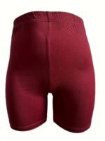Plus Size - Women'S Plus-Size High-Waisted Shorts - Stretchy, Solid Blue, Mid-Thigh Length, Casual Leggings, Comfortable Apparel|Casual Style Shorts|Stretchy Fabric Shorts - Image 7
