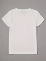 Women'S Casual Los Angeles Alphabet Print T-Shirt, Short Sleeve Crew Neck, Summer Knit Polyester Top With 5% Elastane, Regular Length - Black - Image 10