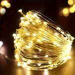 1Pc Led String Lights 1Pc Birthday Party Decorative Led String Lights, Copper Wire Fairy Lights, Adjustable 3-Level Brightness, Button Battery Operated With Non-Rechargeable Button Battery Included, Switch Control, Yellow Light, With No Remote Control - Image 2