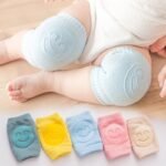 Four-Season Plush Baby Knee Pads With Adjustable Elastic Cuffs - Non-Slip Crawling & Walking Support For Infants, Soft Breathable Design In Light Blue, Yellow, Pink, Beige, Baby Knee Pads, Crawling Baby Gear, Playful Design, Comfortable Fit