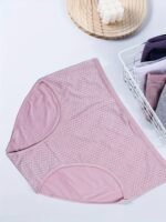 4 Pack Plus Size Simple Underwear Set, Women'S Plus Pin Print Medium Stretch Underwear Four Piece Set - Image 2