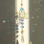 1Pc Crystal Sun Catcher, Wind Chime, Lotus Flower Pendant For Wedding Party Home Decoration Car Hanging Hanging Ornament Suncatcher, Photo Props, Outdoor Decor