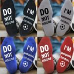 1 Pair Men'S Funny Football Socks - "Do Not Disturb I'M Watching Football" Crew Socks With Soccer Ball Designs, Machine Washable - Gift For Soccer Fans, Game Day Party Outfits (Black/White/Blue/Red Options) - Novelty Sports Apparel, Fan Merchandise, Bold Lettering Design, Soft Material