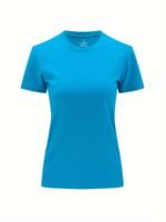 Solid Crew Neck T-Shirt, Casual Short Sleeve Top For Spring & Summer, Women'S Clothing - Image 9