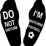 1 Pair Upmic Cotton Blend Knit Crew Socks, "Do Not Disturb I'M Watching Football" Letter Print, Sports Theme, Machine Washable, 70% Cotton 30% Polyester, 120G/M?, Novelty Gift Socks - Image 7