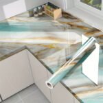 1 Roll Self-Adhesive Marble Texture Kitchen & Bathroom Wallpaper - Removable Peel & Stick Film With White/Gray/Black Marble Pattern, Glossy Finish, Easy Application For Countertops, Walls, Sinks, Shower Doors - Durable Surface Protector, Scratch &, Easy Clean, Peelable Film, Textured Surface, Seamless Matching, Suitable For Cabinets & Desks, Modern Marble Design - Image 17