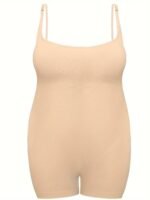 Plus Size Simple Shapewear Bodysuit, Women'S Plus Solid Tummy Control Butt Lifter Thigh Slimmer Full Body Shaper - Image 4