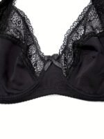 Women'S Plus Size Sexy Floral Lace Bra, Breathable Ultra-Thin Single Layer Full Coverage Underwire Bralette, French Romantic Daily Lingerie, Polyamide 85% Elastane 15%, Medium Stretch Knit Fabric, Solid Color With Contrast Lace Detail, No Padding - 170 Gsm - Image 8