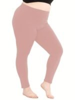 Plus Size Casual Pants, Women'S Plus Solid Elastic High Rise High Stretch Skinny Trousers - Image 4