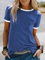 Loose Crew Neck T-Shirt, Casual Simple Short Sleeve Summer T-Shirts Tops, Women'S Clothing - Image 3